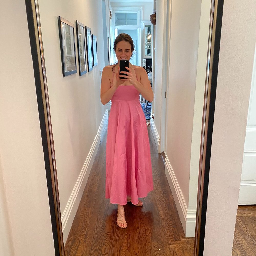 Zara pink midi cotton summer dress, size Small